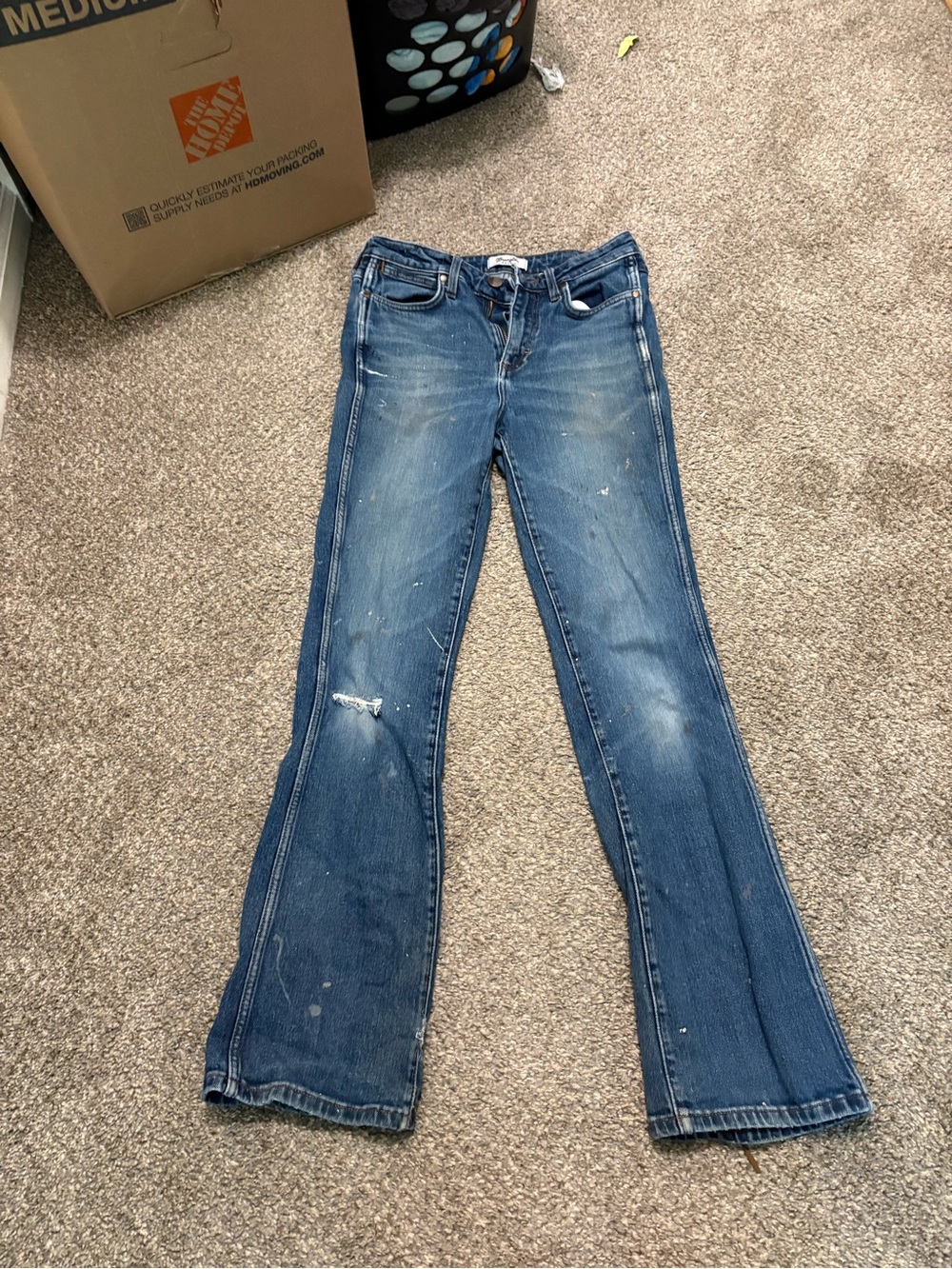 Wrangler Blue Flare Jeans with Faded Wash